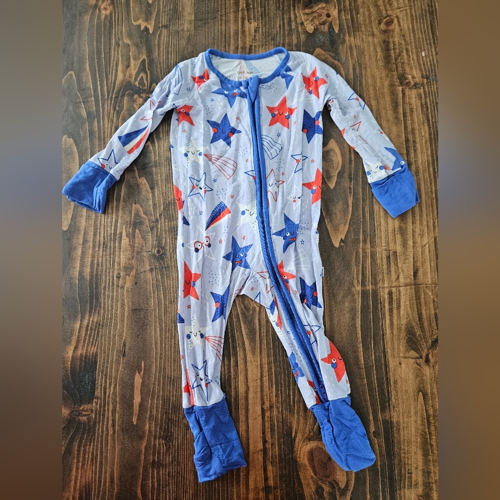 Little Sleepies Blue and Red Starry Kids Footie